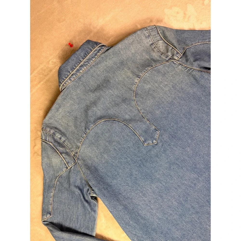 Zadig & Voltaire Thelmus Denim Western Shirt Size Medium Wash Blue Cotton Womens - Picture 9 of 13